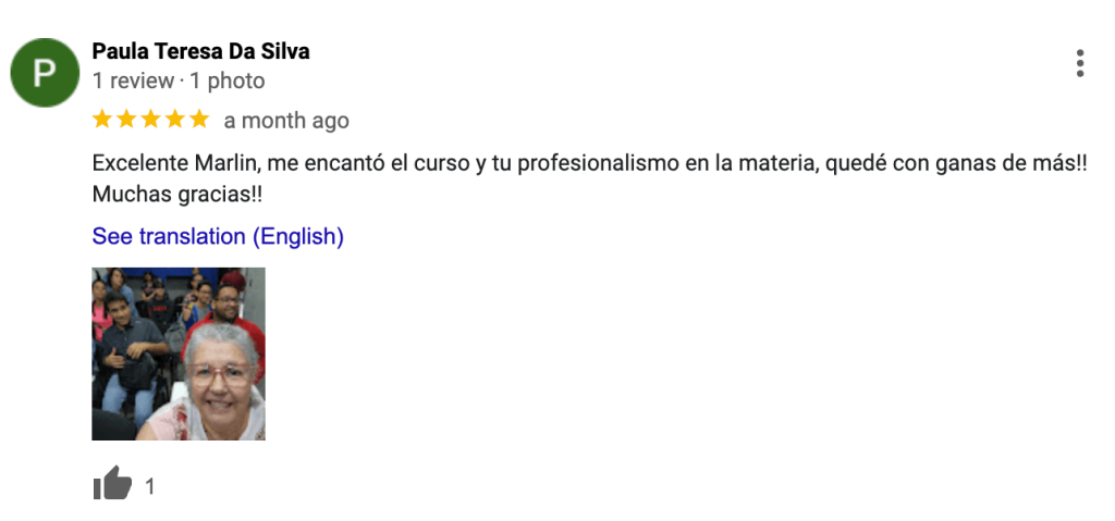 Testimonio de Paula Da Silva, sobre el taller de inteligencia artificial para creadores de contenido impartido por Marlin Duran