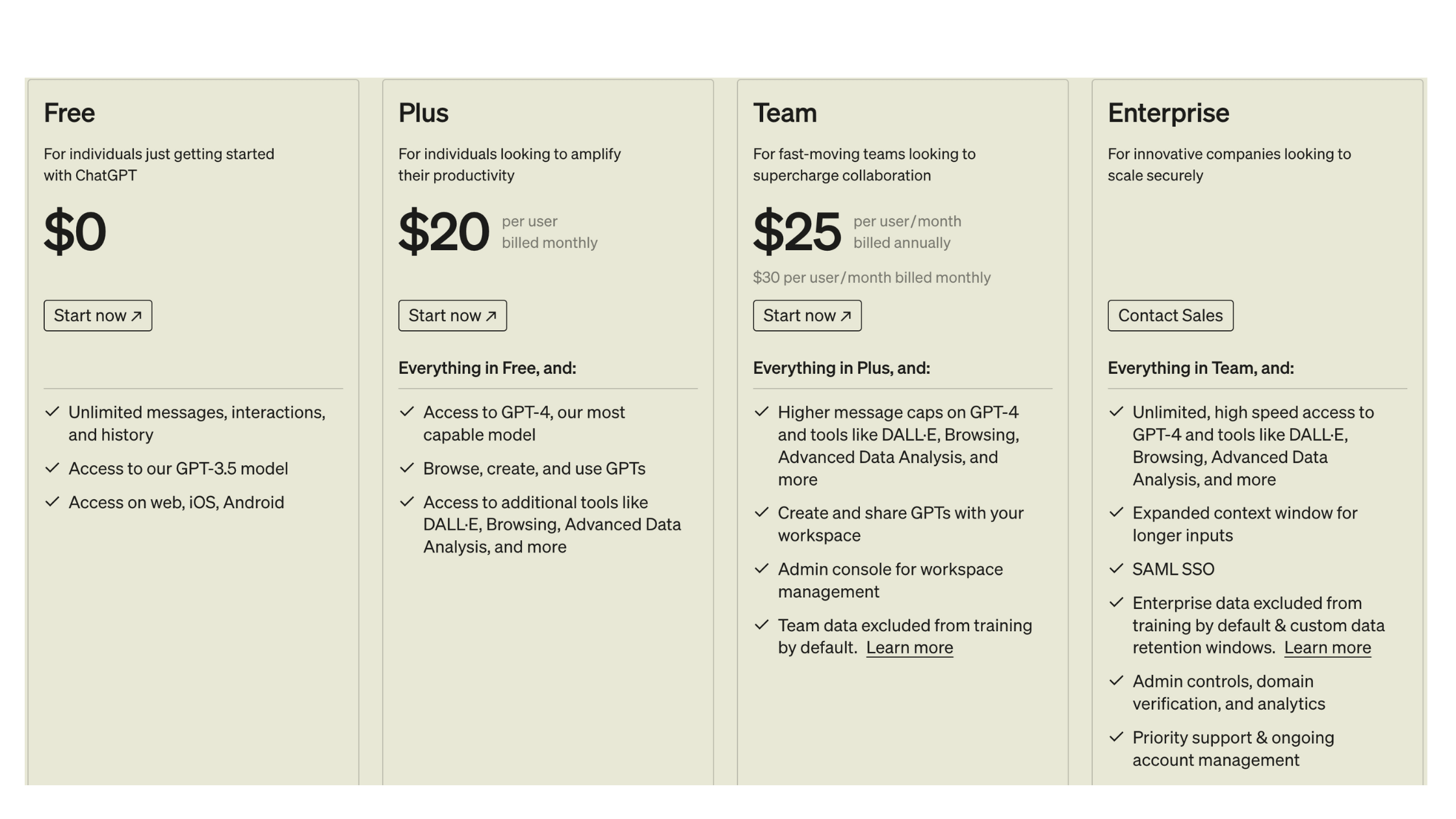 Captura de pantalla de la página de OpenAI mostrando dos tarjetas de servicio, una para ChatGPT, describiendo la interacción con modelos de lenguaje avanzados, y otra para la API de OpenAI, indicando la integración de modelos de OpenAI en aplicaciones y negocios